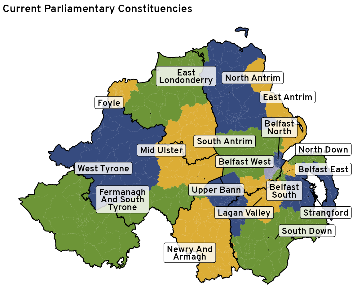 Northern Irish Parliamentary Constituencies Cory McCartan   Current Map 1 