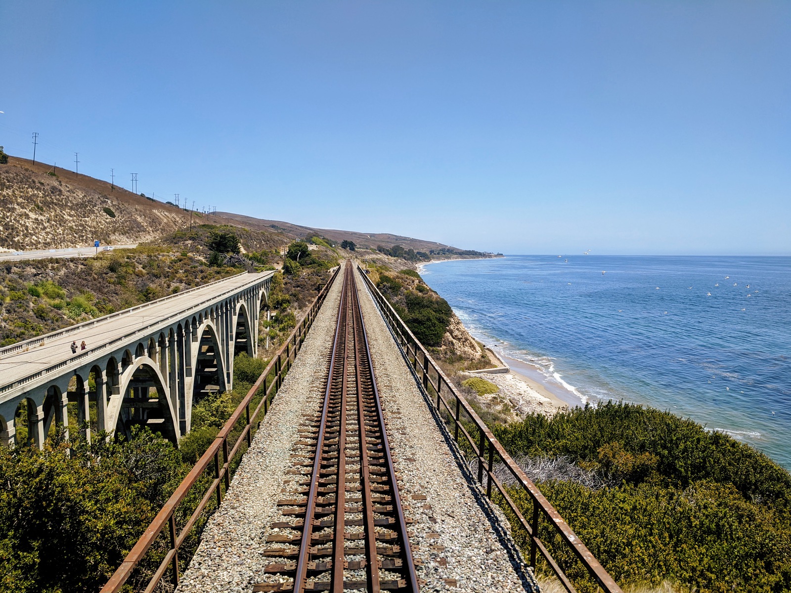 Crossing a trestle north of Santa Barbara.